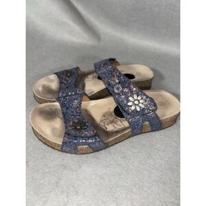 Josef Seibel Women's Tonga 6.5 Slides Sandals Floral Comfort Shoe‎ Festival Boho